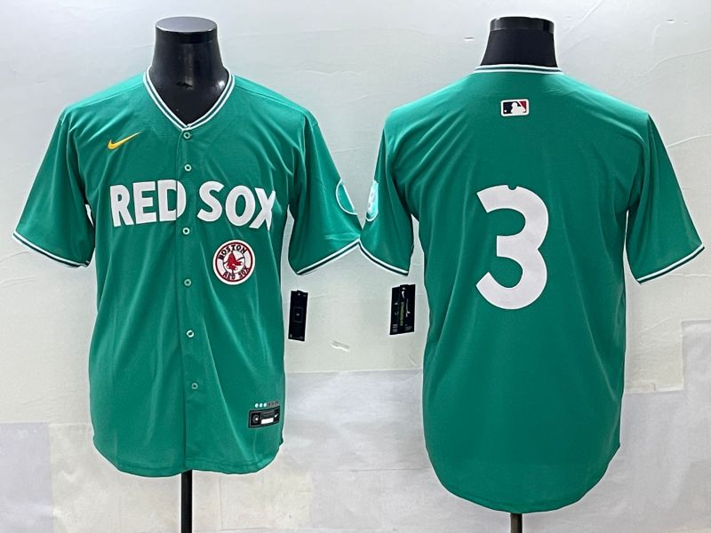 Men 2025 Boston Red Sox 3 No Name Green Joint Name Nike MLB Jersey style 10